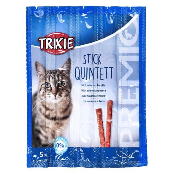 Snacks Premio Sticks - sort laks med ørred - tørfoder til katte - 5x5g