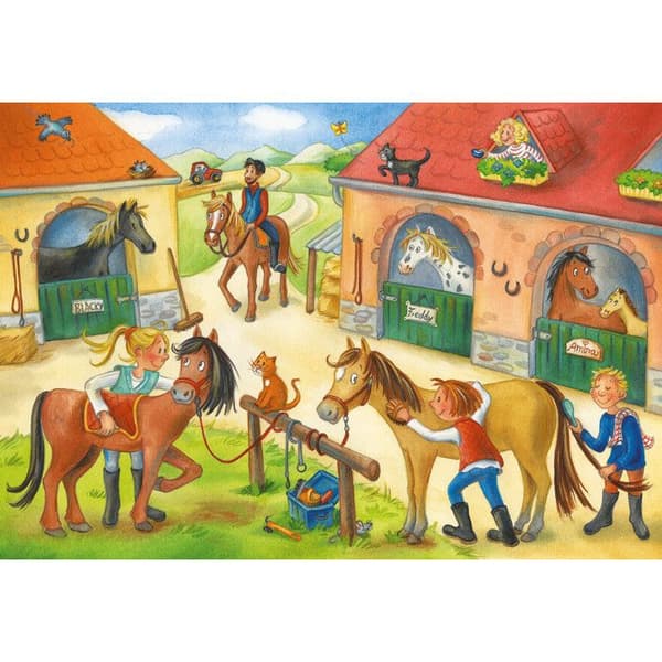 Ravensburger Barnpussel Semester på ridskolan - 2 x 12 bitar - Djur