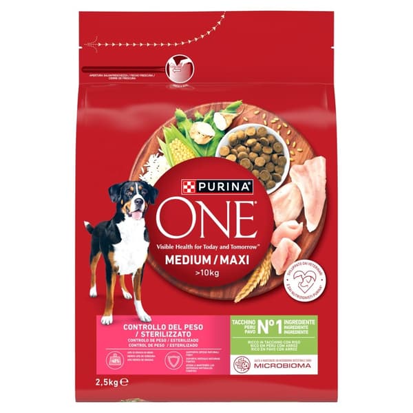 PURINA One Adult Medium/Maxi Weight Control/Sterilized Rig på kalkun med ris - tørfoder til hunde - 2,5 kg