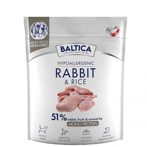 BALTICA Nutraceutic Hypoallergenic M Kanin med ris - tørfoder til hunde - 1 kg