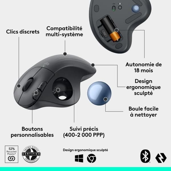 Hiiri - Langaton - Logitech - Ergo M575S - Grafiitti