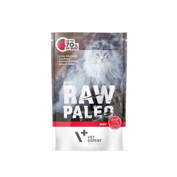 VETEXPERT Raw Paleo Adult Cat Beef - vådfoder til katte - 100 g