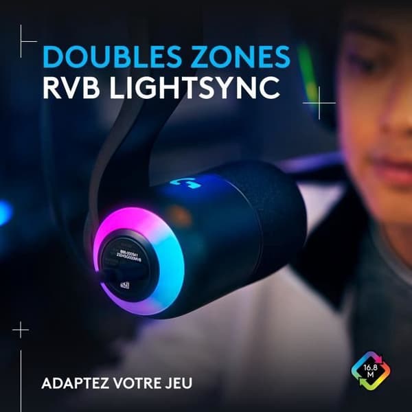 Spelmikrofon - LOGITECH G - YETI GX - Streaming - Dynamisk RGB med LIGHTSYNC - För PC/MAC - Svart