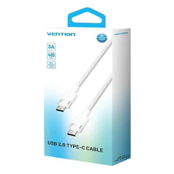 Vention USB-C till C-kabel, flätad, 3A, 480Mbps, 60W, 2m, VH