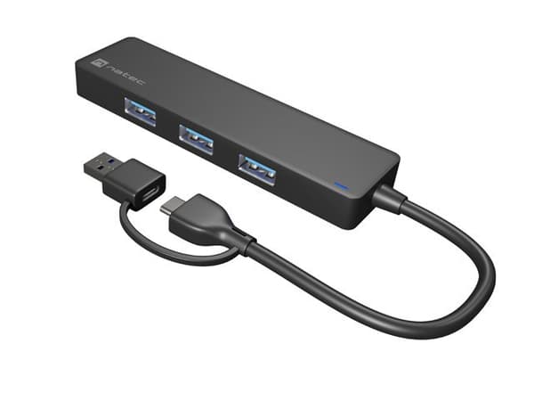 NATEC HUB USB-C 3.0 MAYFLY 4-PORTS + USB-A ADAPTER