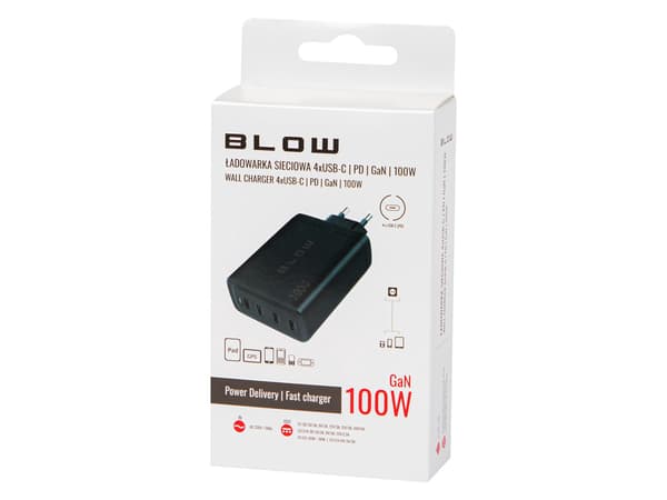 Vægoplader USB-Cx4 PD 100W GAN sort