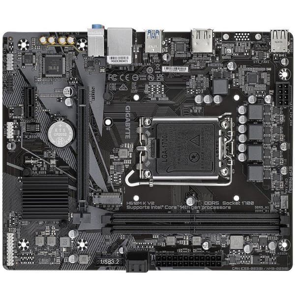 Moderkort - GIGABYTE - H610M K V2 DDR5 - Micro-ATX-format - Intel H610-chipset - DDR5