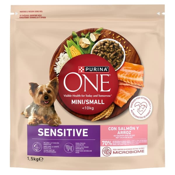PURINA One Sensitive Mini/Small Laks med ris - tørfoder til hunde - 1,5 kg