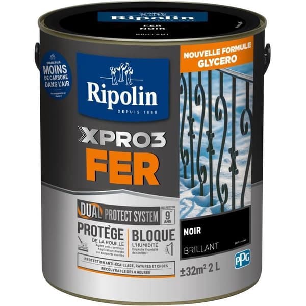 RIPOLIN Rautamaali - Musta - Kiiltävä - 2L
