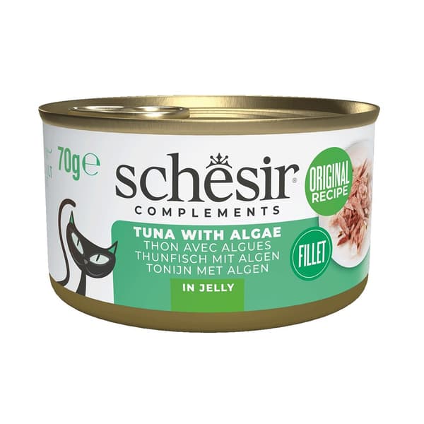 SCHESIR Supplements Tun med alger i gelé - vådfoder til katte - 70 g