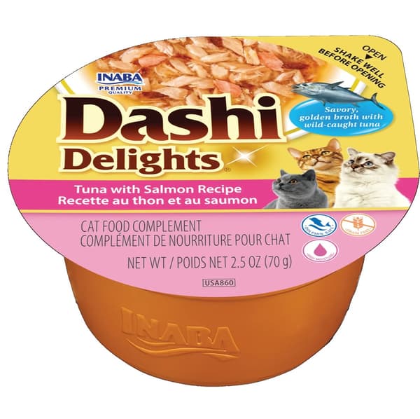 INABA Dashi Delights tonfisk med lax recept - våtfoder för katter - 70 g