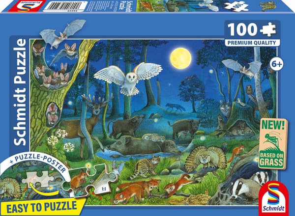 Pussel - SCHMIDT SPIELE - Djur i nattskogen - 100 bitar - Ålder 6+