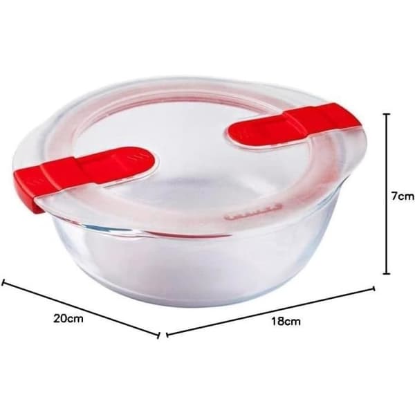 PYREX - COOK & HEAT - Rund glaslåda med lock 20 * 18 cm