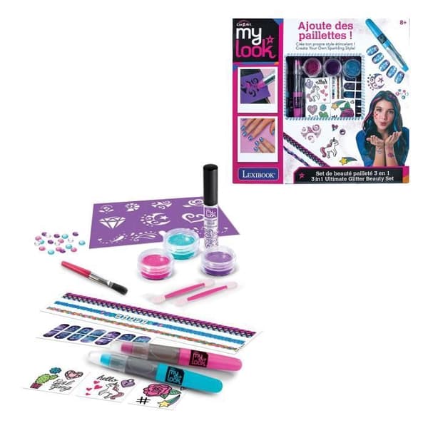 LEXIBOOK - 3-in-1 Glitter-kauneushoitosetti