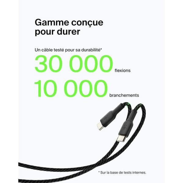 Flettet kabel - BELKIN - USB-C til USB-A - 0,15 m - Sort