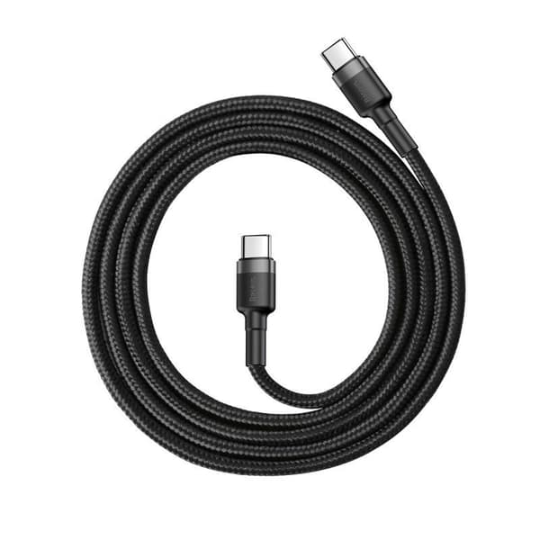 USB-C PD-kabel Baseus Cafule PD 2.0 QC 3.0 60W 1m (sort og grå)