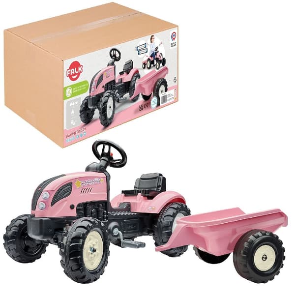 Falk Traktor Landmandssæt Lyserød 2+