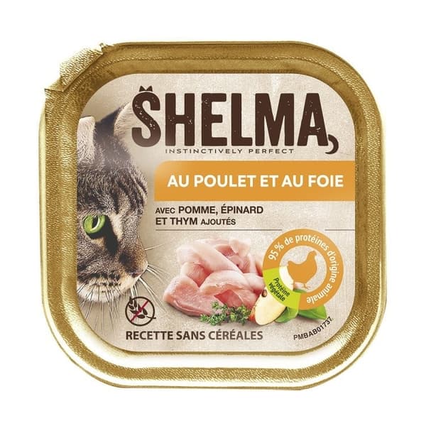 SHELMA Kyckling- och leverpaté - våtfoder för katter - 100 g