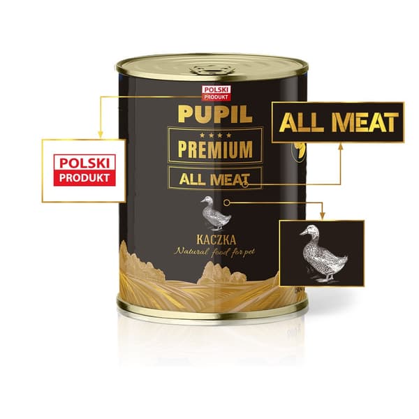 PUPIL Premium All Meat Gold Duck - vådfoder til hunde - 800 g