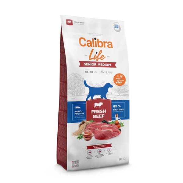 CALIBRA Life Senior Medium Färskt Nötkött - torrfoder för hundar - 12 kg