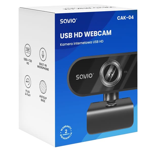 Savio CAK-04 webcam 720 MP 1280 x 720 pixel USB Sort