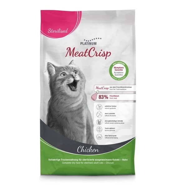 PLATINUM MeatCrisp Sterilised Chicken - torrfoder för katter - 1,5 kg