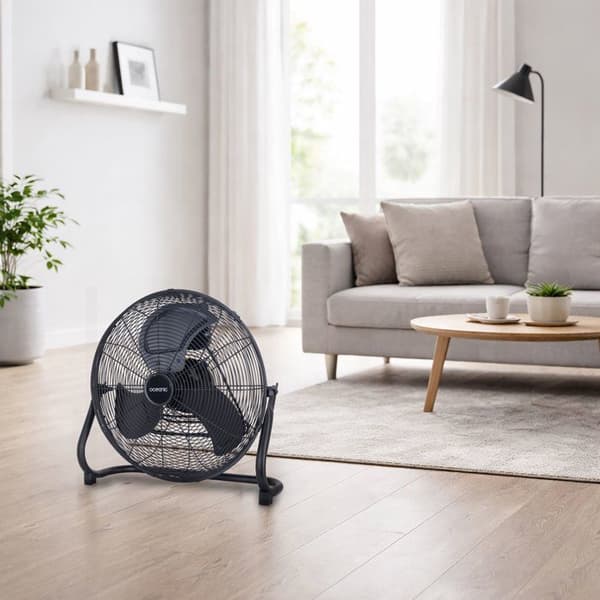 OCEANIC Industriel Gulvventilator - 120W - 3 Hastigheder - 49cm Diameter - Mat Sort