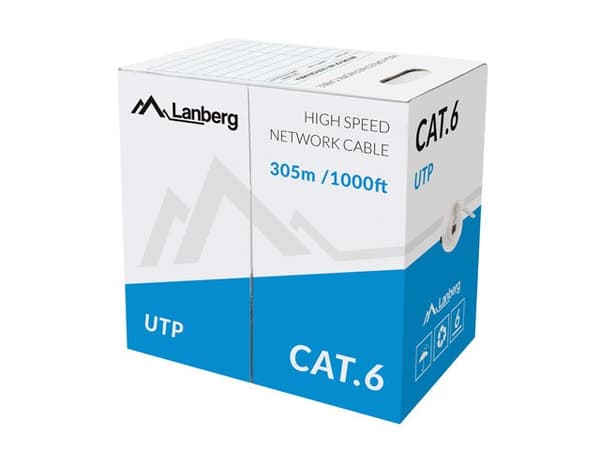 LANBERG KABEL UTP KAT.6 305M WIRE CU GRÅ