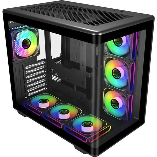COOLER MASTER - Elite 600 Black 7*ARGB (7 fläktar + hubb) - PC-chassi - Midi Tower
