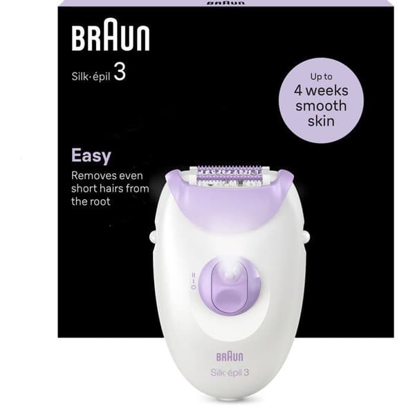Elektrisk epilator - BRAUN - SE3-031 - 2 inställningar - Vit / Rosa