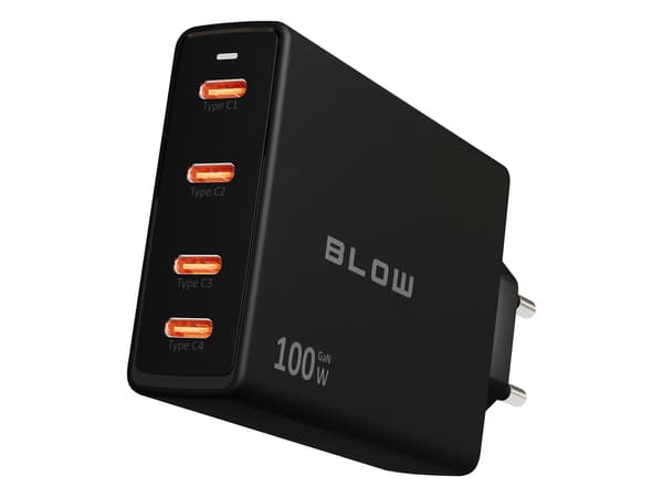 Vægoplader USB-Cx4 PD 100W GAN sort