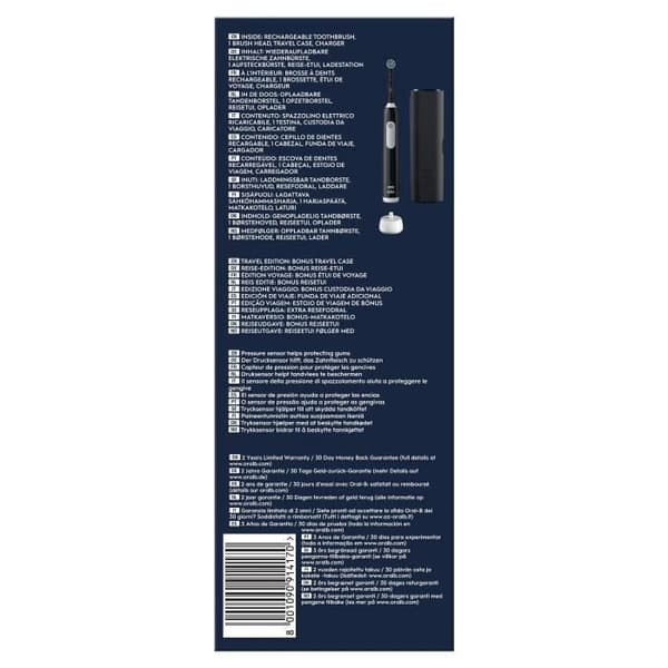 Eltandborste - ORAL-B - Pro 1 - Svart - 360° trycksensor - Batteritid 7 dagar