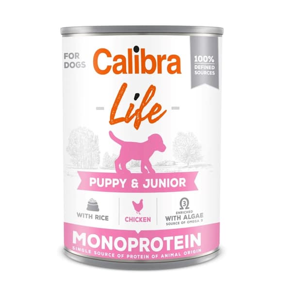 CALIBRA Dog Life Puppy&Junior Kyckling & ris - våtfoder för hundar - 400 g