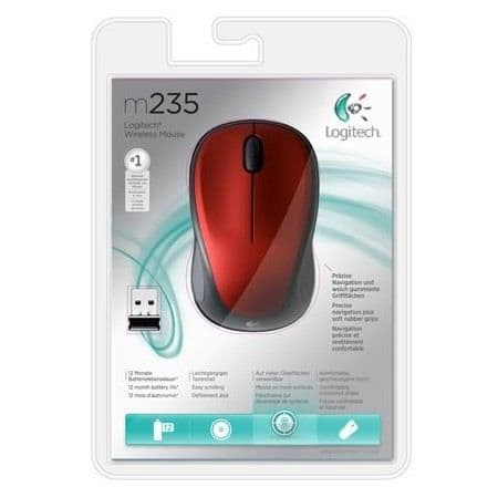 Logitech trådlös optisk mus - M235 röd