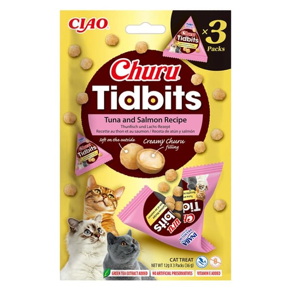 INABA Churu Tidbits Tonfisk med lax - kattgodis - 3x12g