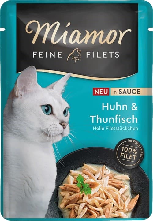 MIAMOR Fine Filets Kyckling med tonfisk i sås - våtfoder för katter - 100 g