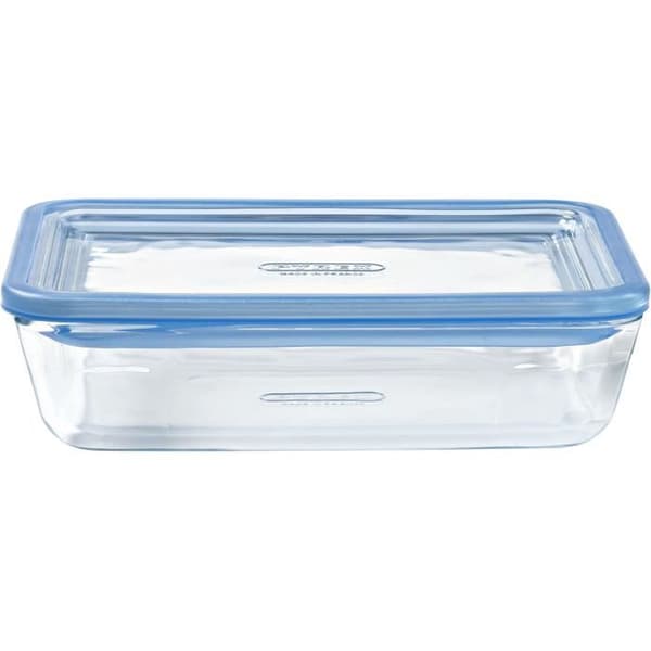 Set med 3 förvaringslådor med lock - PYREX - Zero Plastic - Glas - Rektangulär - 0,8/1,5/2,6 L