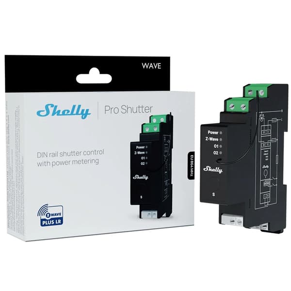 Intelligent DIN-skinne-controller Z-Wave SHELLY Wave Pro Shutter LR