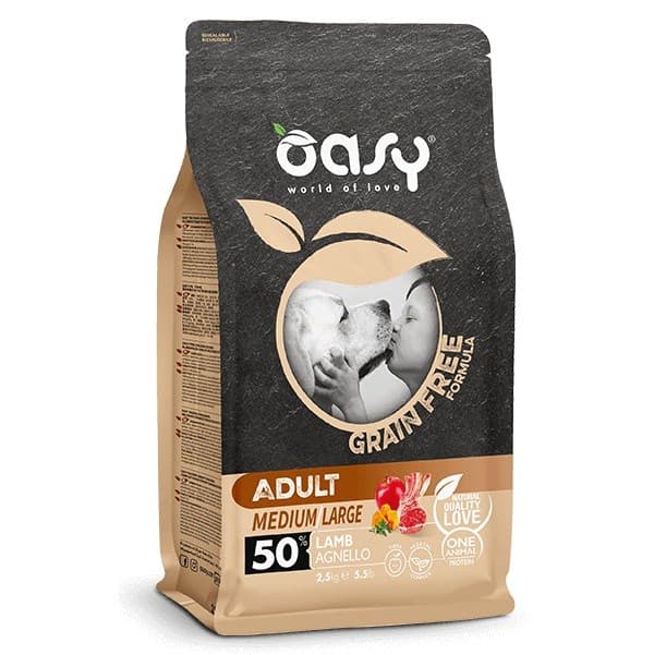 OASY Kornfrit tørfoder til voksne hunde, medium/store lam - 12 kg