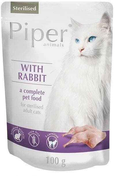 DOLINA NOTECI Piper Animals Sterilized Rabbit - våtfoder för katter - 100 g