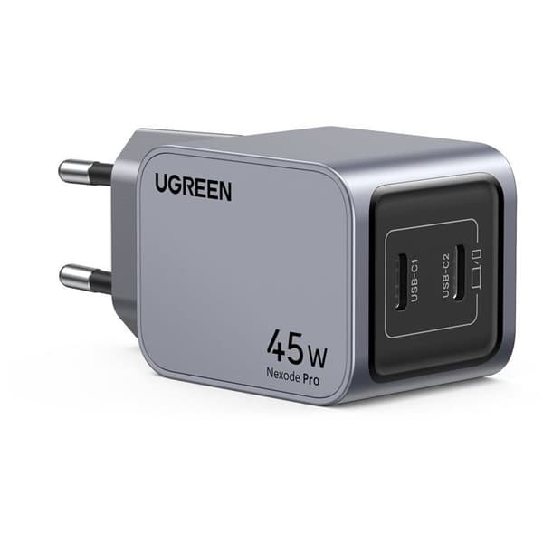 UGREEN nätadapter - GaN 2 USB-C-portar - 45W - Grå