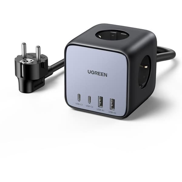 UGREEN Bordlader - 65W - Med integrerede stikkontakter - Grå/Sort