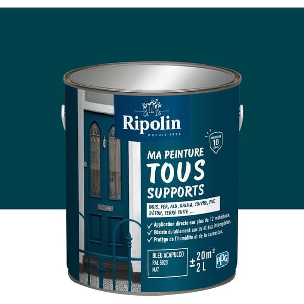 Multifunktionsfärg - Acapulcoblå - RAL 5020 - Matt - Ripolin - 2L