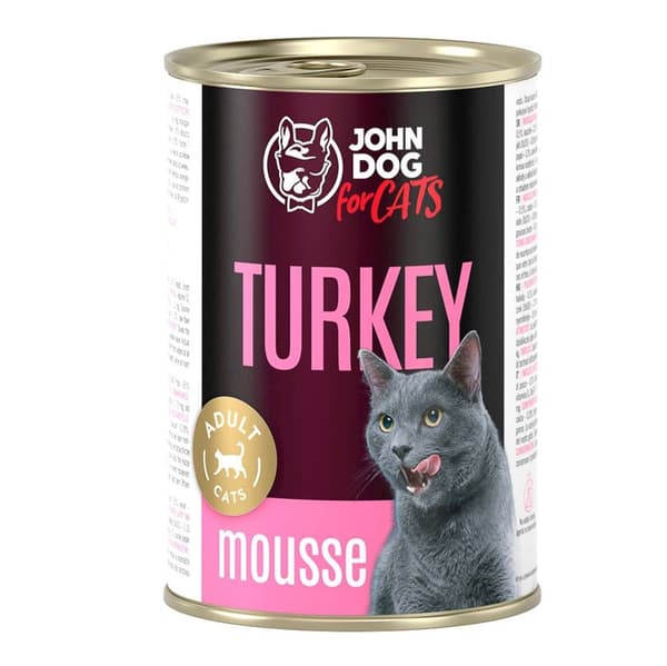 JOHN DOG Til katte Kalkunmousse - vådfoder til katte - 400 g