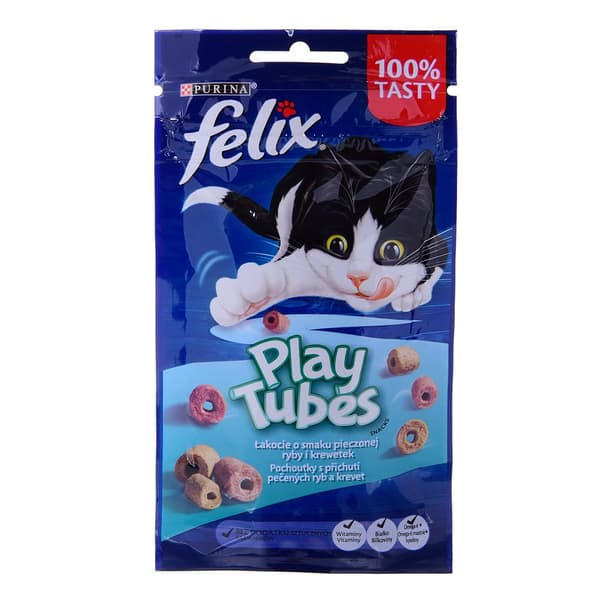 FELIX Play Tubes Fisk, Rejer - tørfoder til katte - 50 g