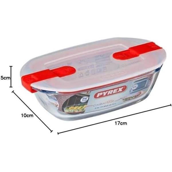 PYREX - COOK & HEAT - Rektangulær glaskasse med låg 17 * 10 cm