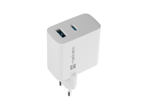 NATEC RIBERA GAN-LADDARE 1X USB-A + 1X USB-C 45W VIT