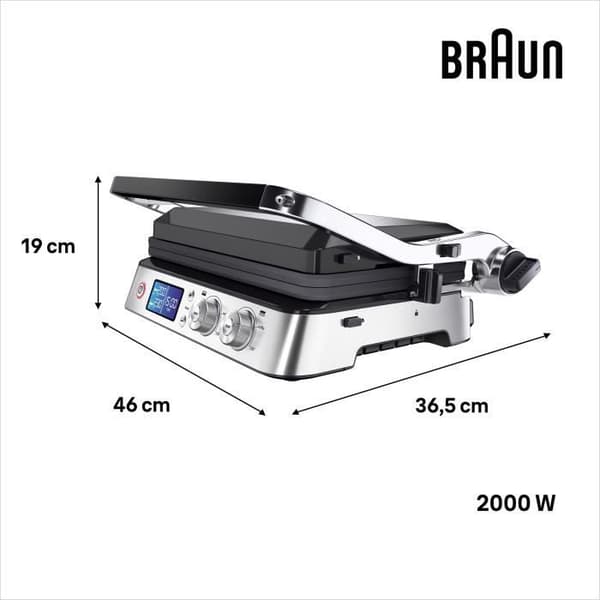 Monitoimigrilli - BRAUN - Multi Grill 9 - 2000 W - 3 lämmitystasoa - Musta / Teräs