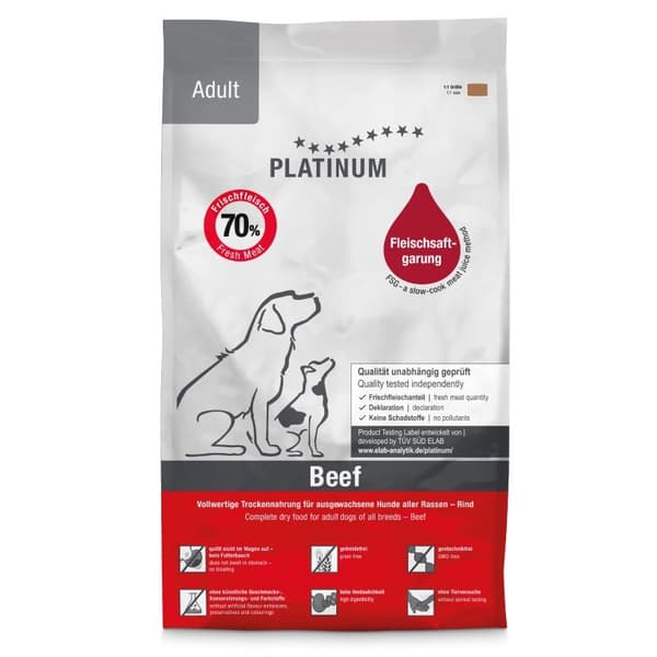 PLATINUM Adult Beef - semi-moist hundefoder - 1,5 kg