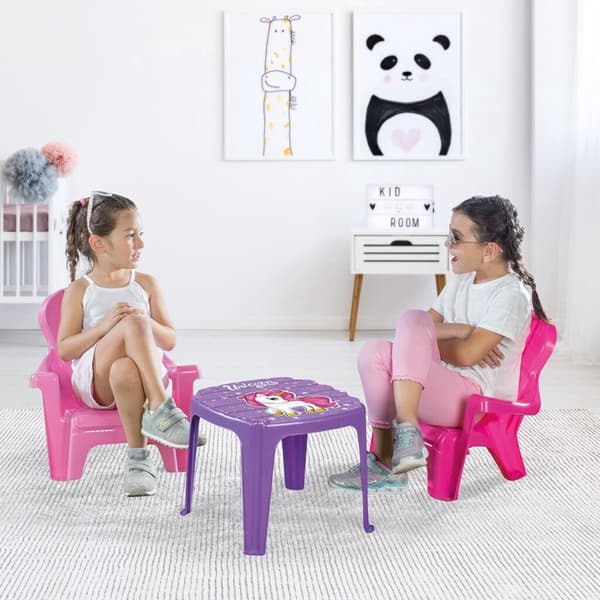 Dolu Enhörning Rosa Bord med Stolar